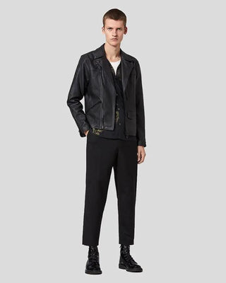 Men's Caleb Black Biker Leather Jacket – view 4