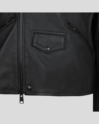 Men's Caleb Black Biker Leather Jacket – view 5