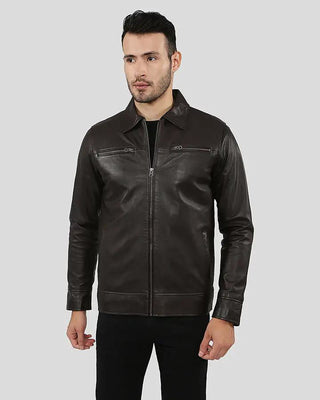 Men's Carl Brown Motorcycle Leather Jacket