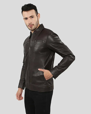 Men's Carl Brown Motorcycle Leather Jacket – view 7