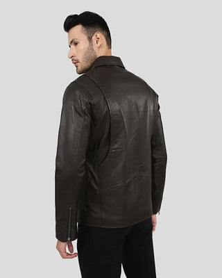 Men's Carl Brown Motorcycle Leather Jacket – view 8