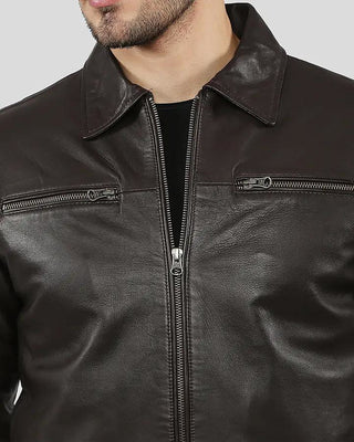 Men's Carl Brown Motorcycle Leather Jacket – view 2