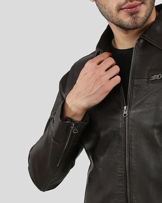 Men's Carl Brown Motorcycle Leather Jacket – view 5
