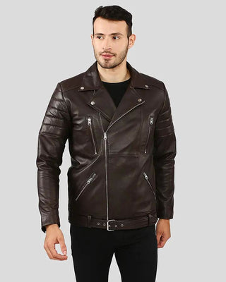 Men's Cyro Brown Quilted Leather Jacket – view 5