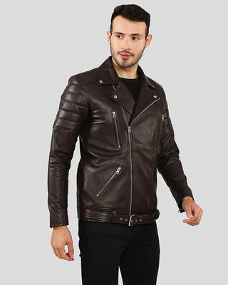 Men's Cyro Brown Quilted Leather Jacket – view 6