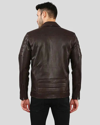 Men's Cyro Brown Quilted Leather Jacket – view 7