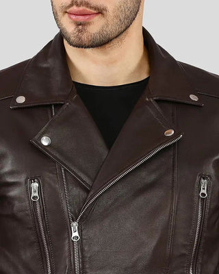 Men's Cyro Brown Quilted Leather Jacket – view 3
