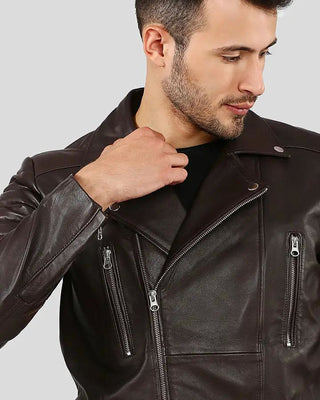 Men's Cyro Brown Quilted Leather Jacket – view 2