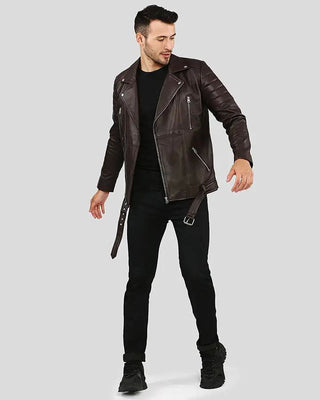 Men's Cyro Brown Quilted Leather Jacket – view 4