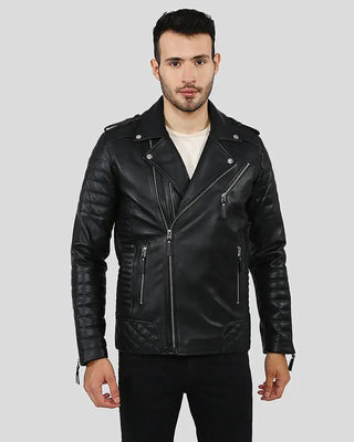 Men's Ezra Black Quilted Lambskin Leather Jacket – view 5