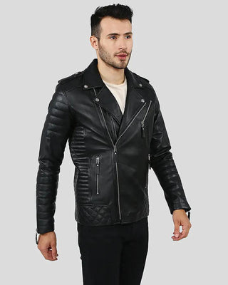 Men's Ezra Black Quilted Lambskin Leather Jacket – view 7