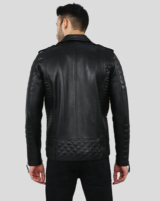 Men's Ezra Black Quilted Lambskin Leather Jacket – view 9