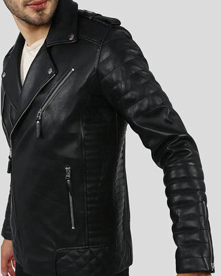 Men's Ezra Black Quilted Lambskin Leather Jacket – view 4