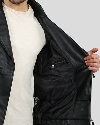 Men's Ezra Black Quilted Lambskin Leather Jacket – view 8