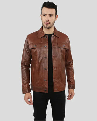 Men's Finley Brown Biker Leather Jacket – view 6