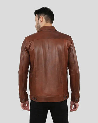 Men's Finley Brown Biker Leather Jacket – view 7