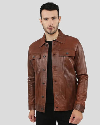 Men's Finley Brown Biker Leather Jacket