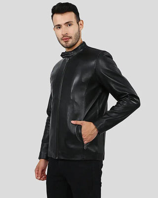 Men's Fletcher Black Leather Racer Jacket