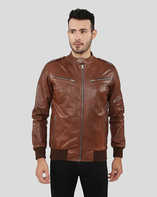 Men's Fonz Brown Bomber Leather Jacket