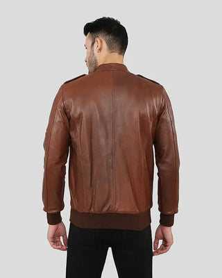 Men's Fonz Brown Bomber Leather Jacket – view 8
