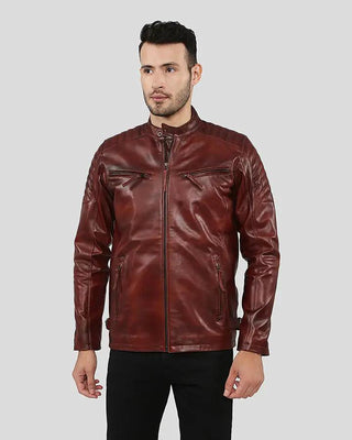 Men's Fred Brown Leather Racer Jacket – view 8