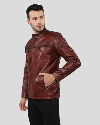 Men's Fred Brown Leather Racer Jacket