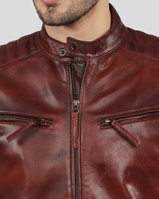 Men's Fred Brown Leather Racer Jacket – view 2