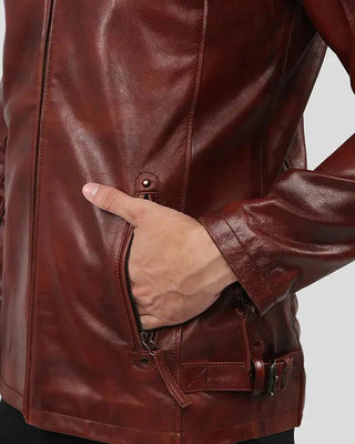Men's Fred Brown Leather Racer Jacket – view 3