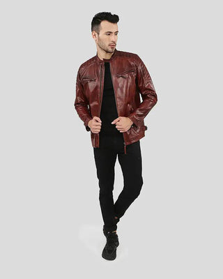 Men's Fred Brown Leather Racer Jacket – view 5