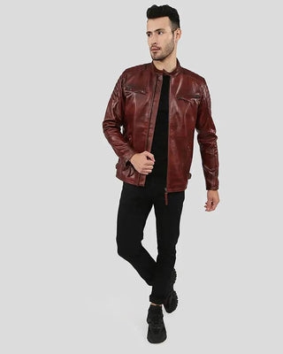 Men's Fred Brown Leather Racer Jacket – view 6