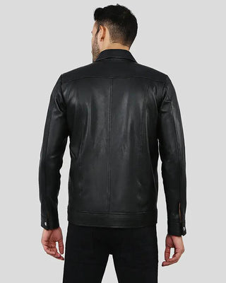 Men's Freddie Black Biker Leather Jacket – view 6