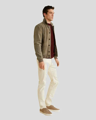 Men's Oren Grey Suede Bomber Leather Jacket – view 2