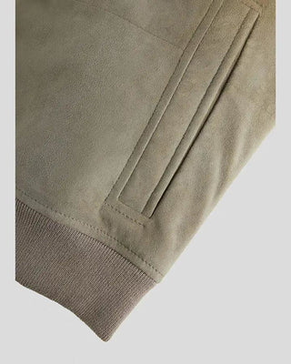 Men's Oren Grey Suede Bomber Leather Jacket – view 3