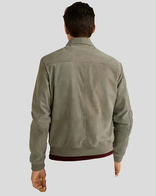 Men's Oren Grey Suede Bomber Leather Jacket – view 4
