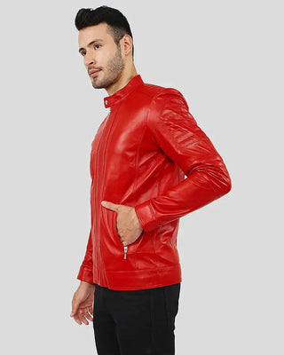 Men's Gyles Red Quilted Leather Jacket – view 3