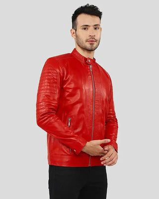 Men's Gyles Red Quilted Leather Jacket – view 4