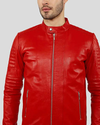 Men's Gyles Red Quilted Leather Jacket – view 2