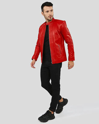 Men's Gyles Red Quilted Leather Jacket – view 5