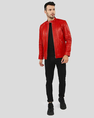 Men's Gyles Red Quilted Leather Jacket – view 6