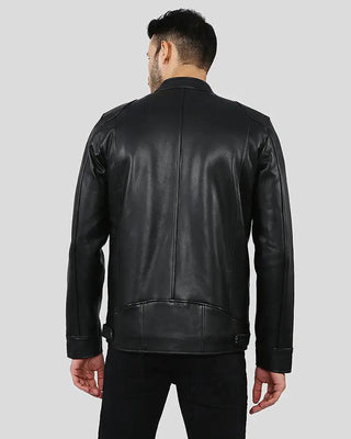 Men's Hamp Black Leather Racer Jacket – view 6