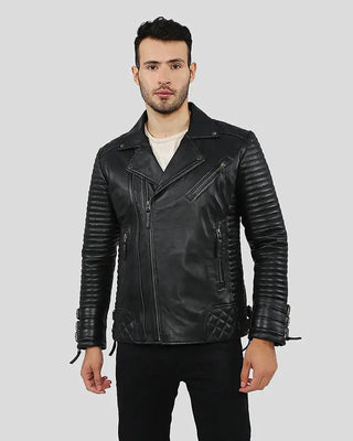 Men's Hector Black Biker Leather Jacket