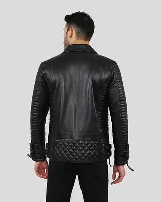 Men's Hector Black Biker Leather Jacket – view 6