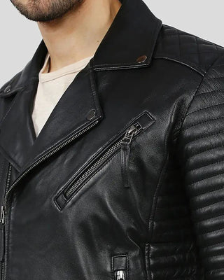 Men's Hector Black Biker Leather Jacket – view 2