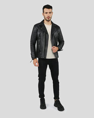 Men's Hector Black Biker Leather Jacket – view 5