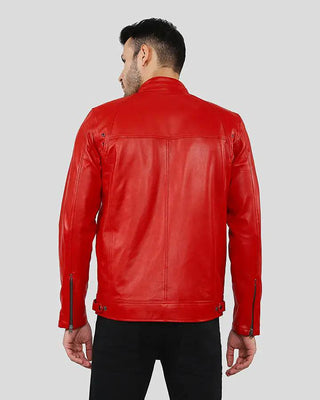 Men's Hunter Red Racer Leather Jacket – view 6