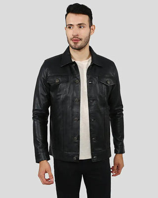 Men's Jake Black Slim Fit Biker Leather Jacket