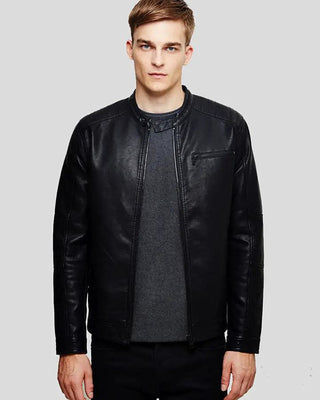 Men's Eric Black Leather Racer Jacket