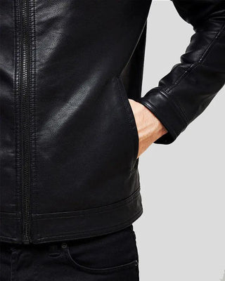 Men's Eric Black Leather Racer Jacket – view 2