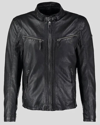 Men's Jose Black Leather Racer Jacket – view 3