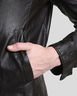 Men's Mark Black Lambskin Leather Racer Jacket – view 2